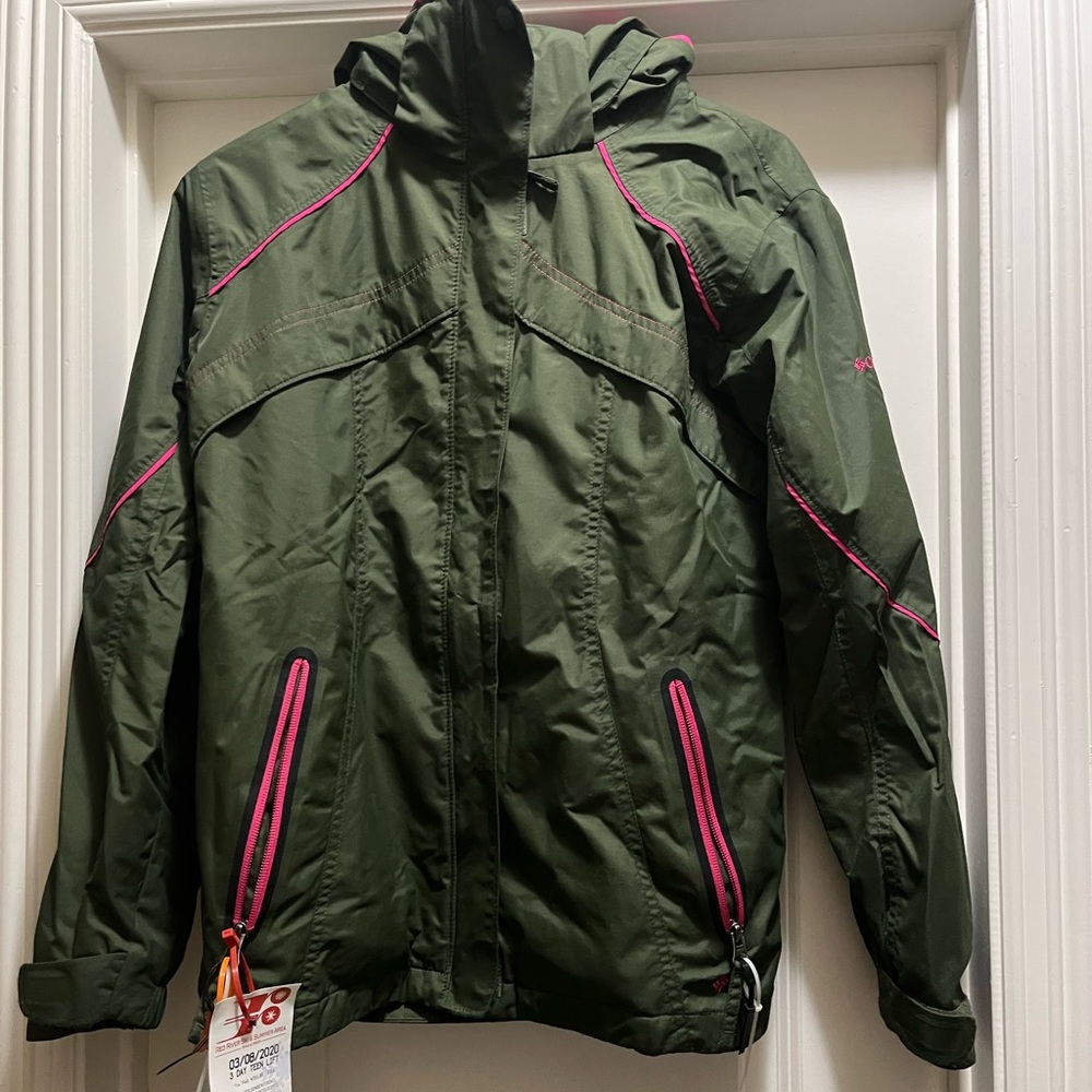 Army green and pink girls 14-16 ski jacket Colombia